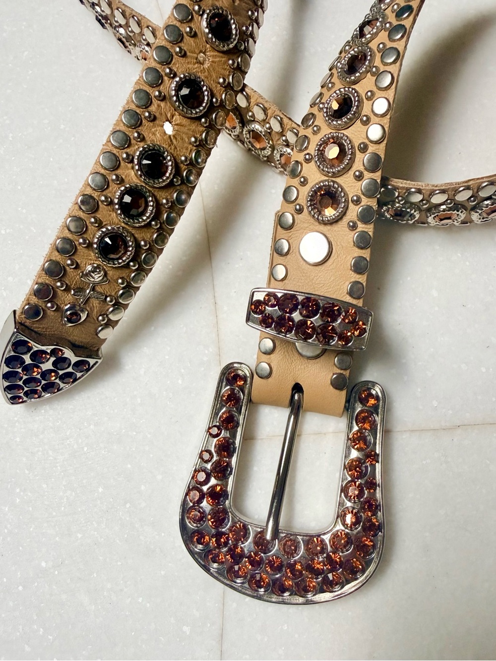 Authentic Kippy's Swarovski Crystal Embellished Leather Western Belt